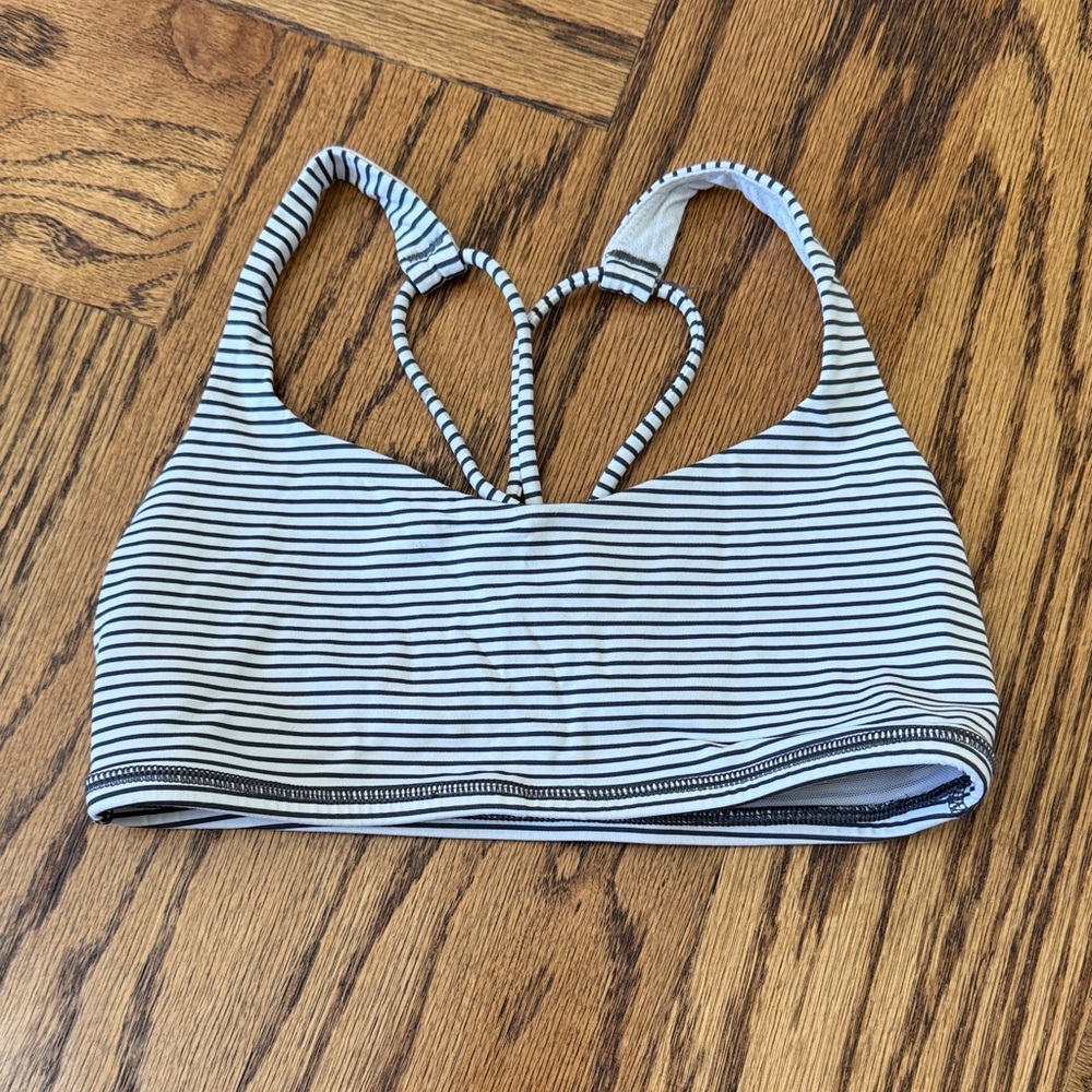Lululemon Athletica charcoal and White Striped Sports Bra